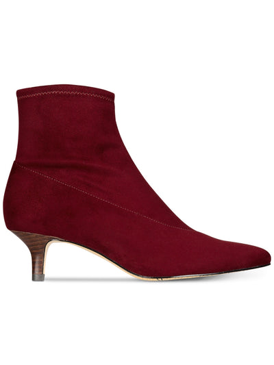 BELLA VITA Womens Burgundy Cushioned Stretch Stephanie Ii Pointed Toe Kitten Heel Zip-Up Dress Booties 5.5 M