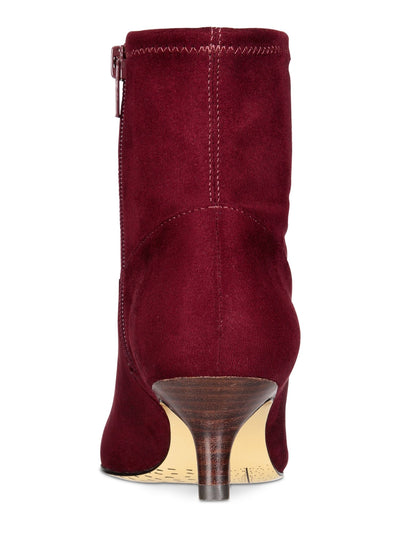 BELLA VITA Womens Burgundy Cushioned Stretch Stephanie Ii Pointed Toe Kitten Heel Zip-Up Leather Dress Booties 7.5 N