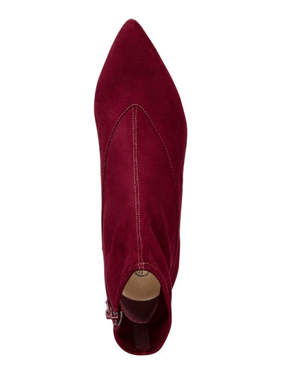 BELLA VITA Womens Burgundy Maroon Cushioned Stretch Stephanie Ii Pointed Toe Kitten Heel Zip-Up Leather Dress Booties 7 M