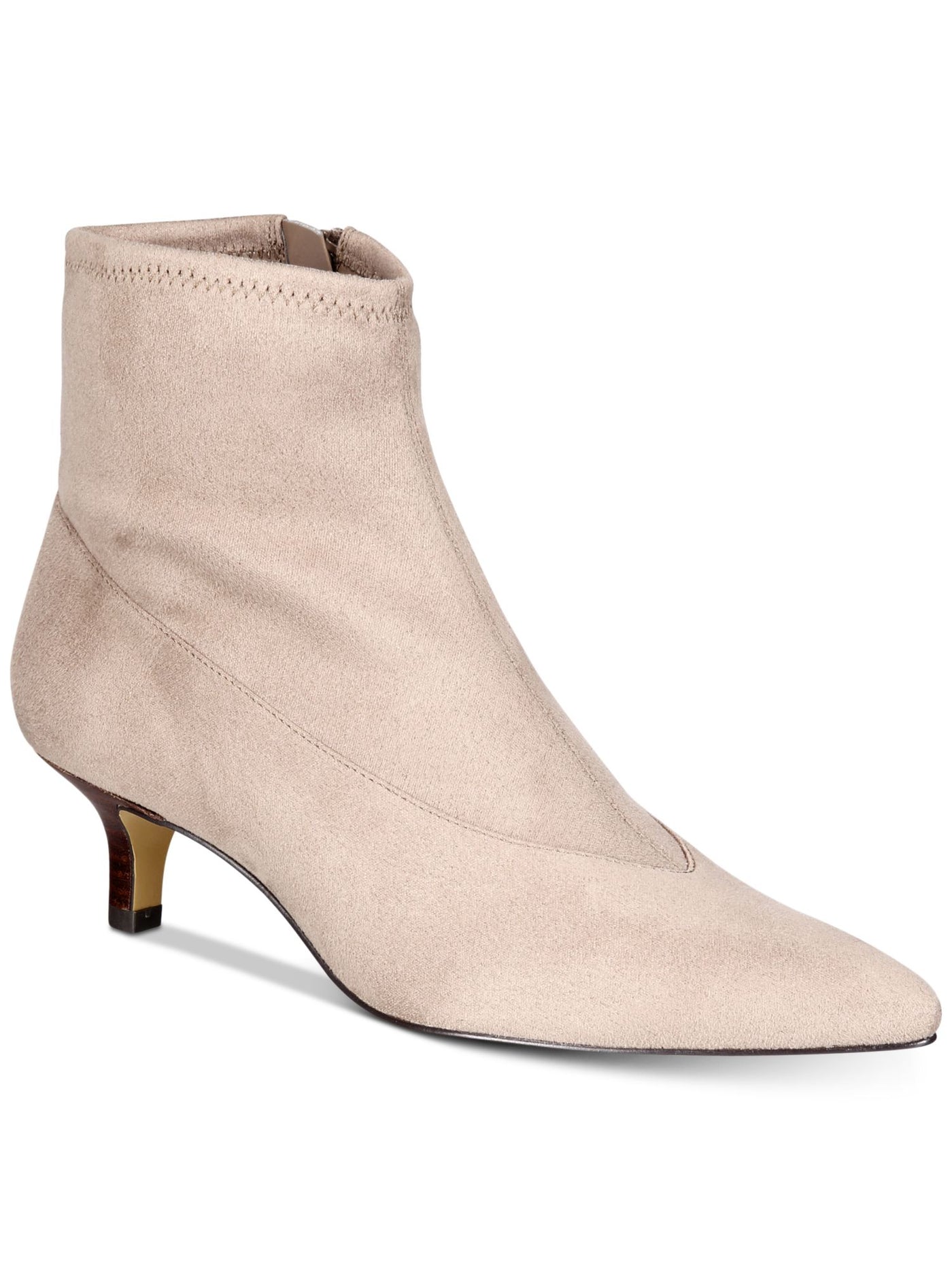 BELLA VITA Womens Beige Cushioned Stretch Stephanie Pointed Toe Kitten Heel Zip-Up Booties 10 N