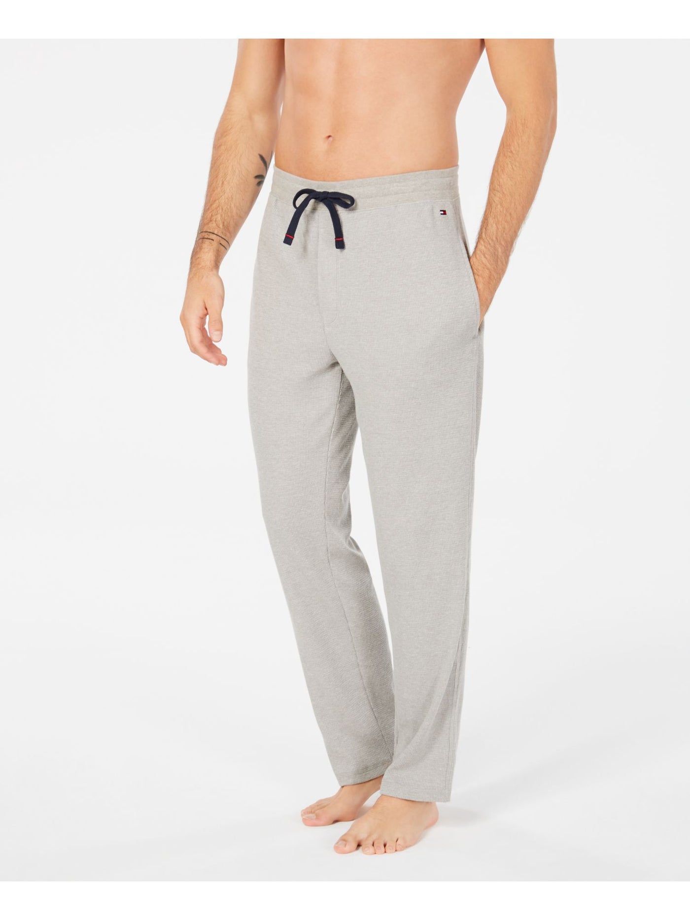 TOMMY HILFIGER Mens Gray Flat Front, Straight Leg Thermal Sweatpants M