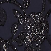 CONNECTED APPAREL Womens Navy Sheer Overlay 3/4 Sleeve Jewel Neck Short Evening Sheath Dress