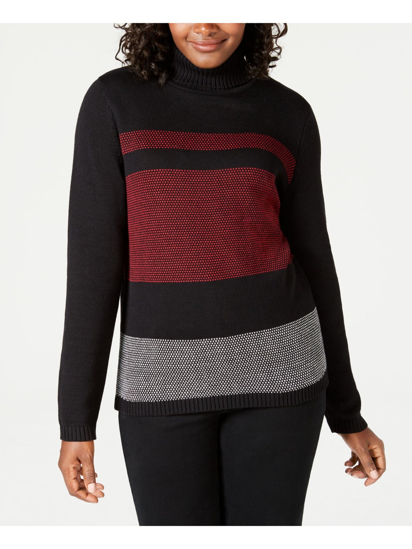 KAREN SCOTT Womens Ribbed Long Sleeve Turtle Neck Sweater