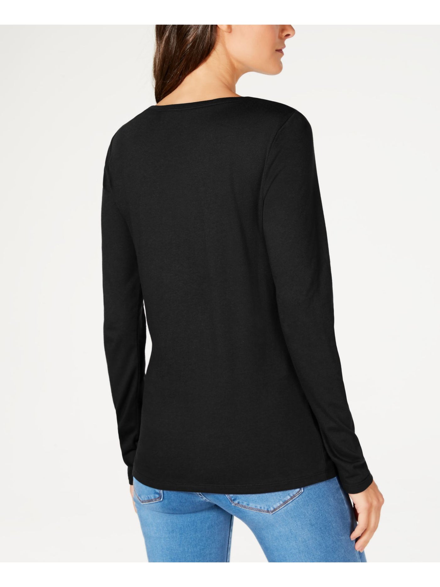 INC Womens Black Long Sleeve Jewel Neck T-Shirt XXL