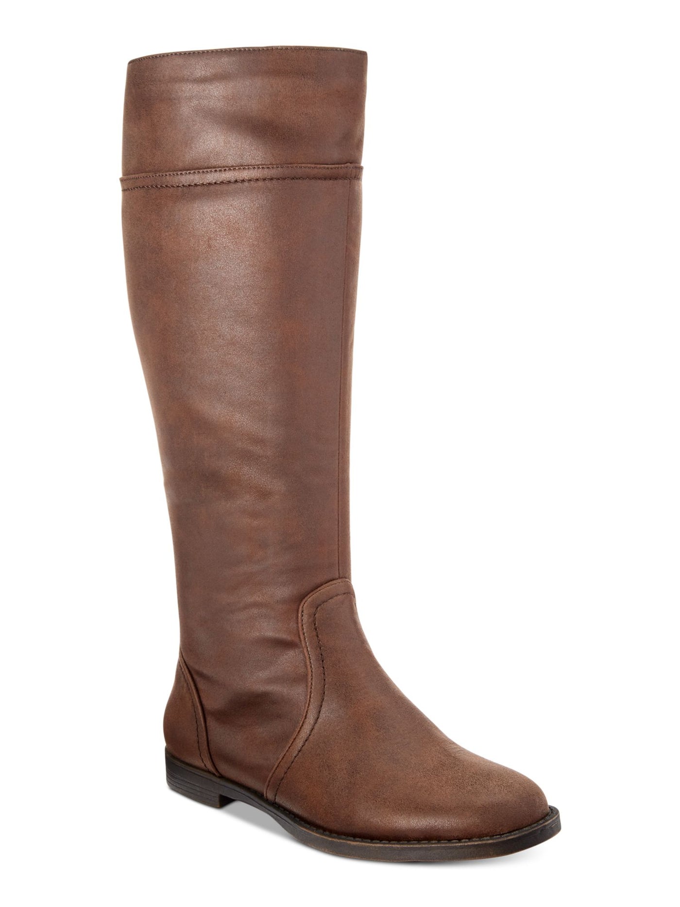 BELLA VITA Womens Brown Stretch Cushioned Rebecca Round Toe Zip-Up Riding Boot 8.5 M