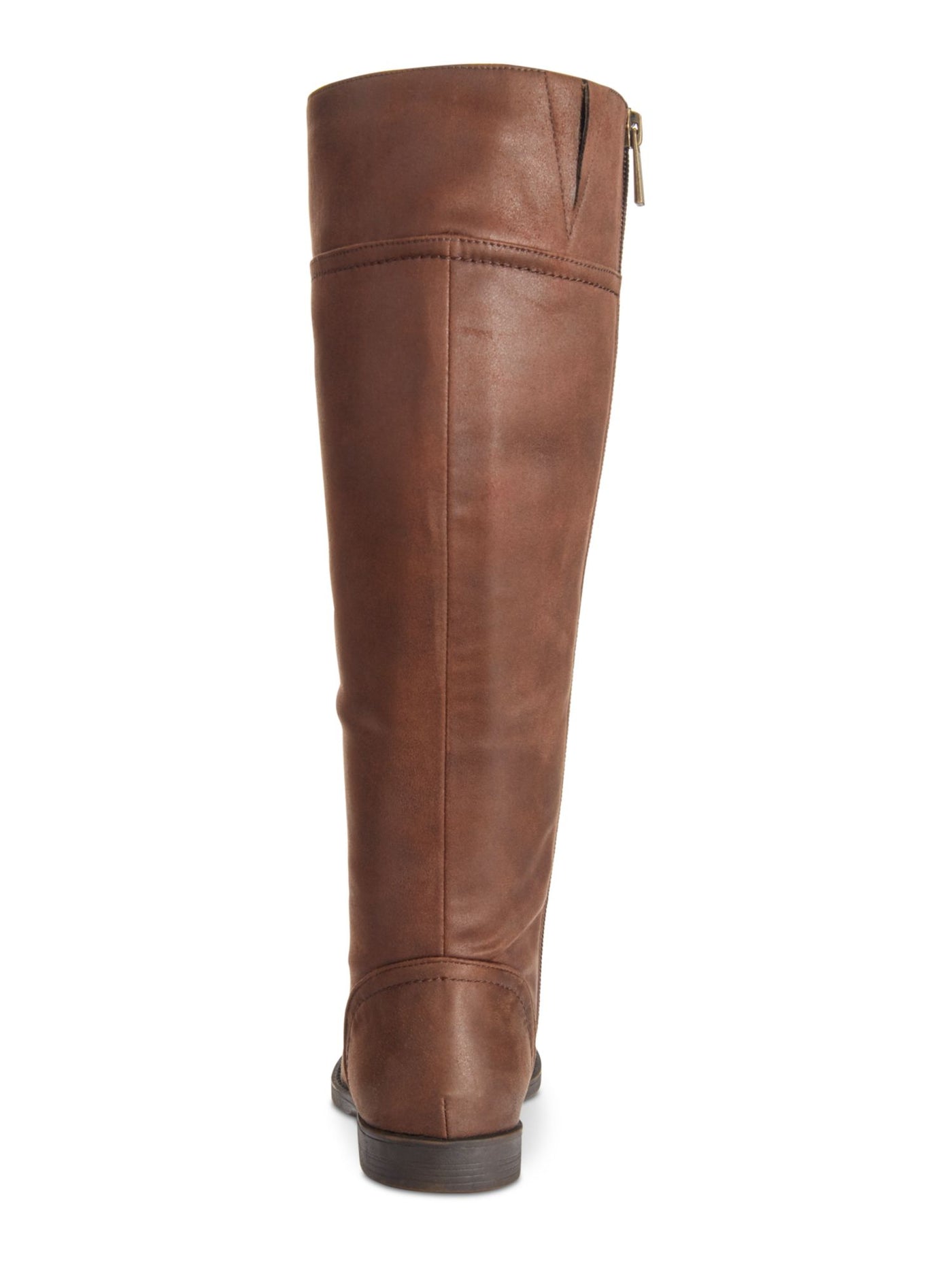 BELLA VITA Womens Brown Stretch Cushioned Rebecca Round Toe Zip-Up Riding Boot 8.5 M