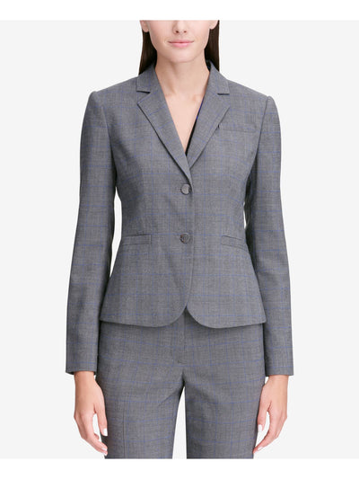 CALVIN KLEIN Womens Gray Plaid Jacket 2P