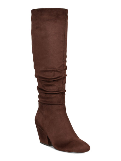 BELLA VITA Womens Brown Padded Zipper Accent Karen Ii Round Toe Block Heel Slouch Boot 7.5 M