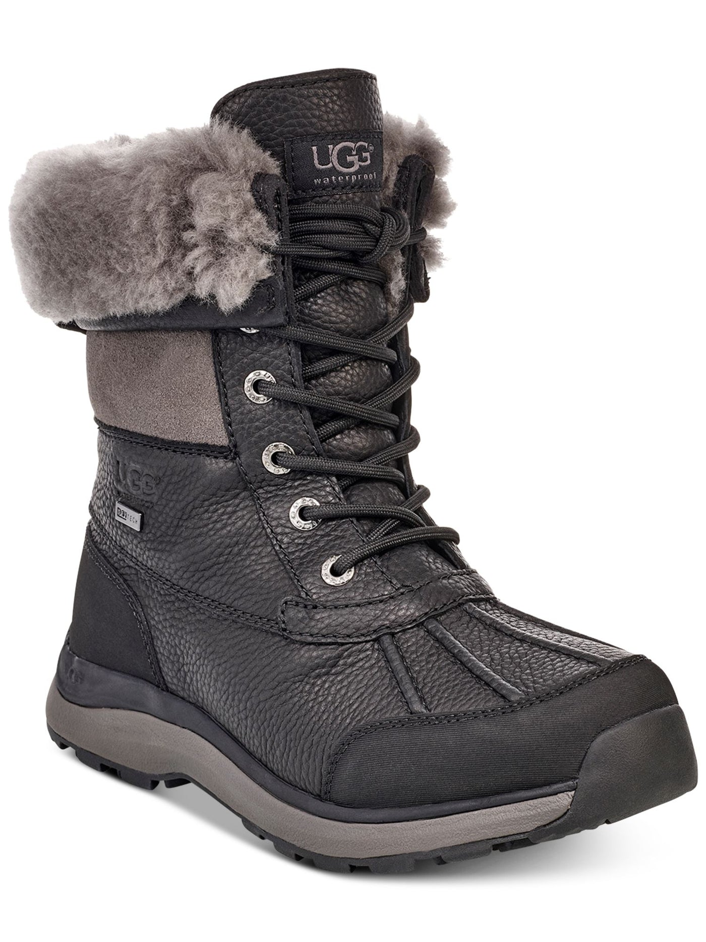 UGG Womens Black Padded Waterproof Adirondack Iii Round Toe Lace-Up Leather Winter Boots 6.5