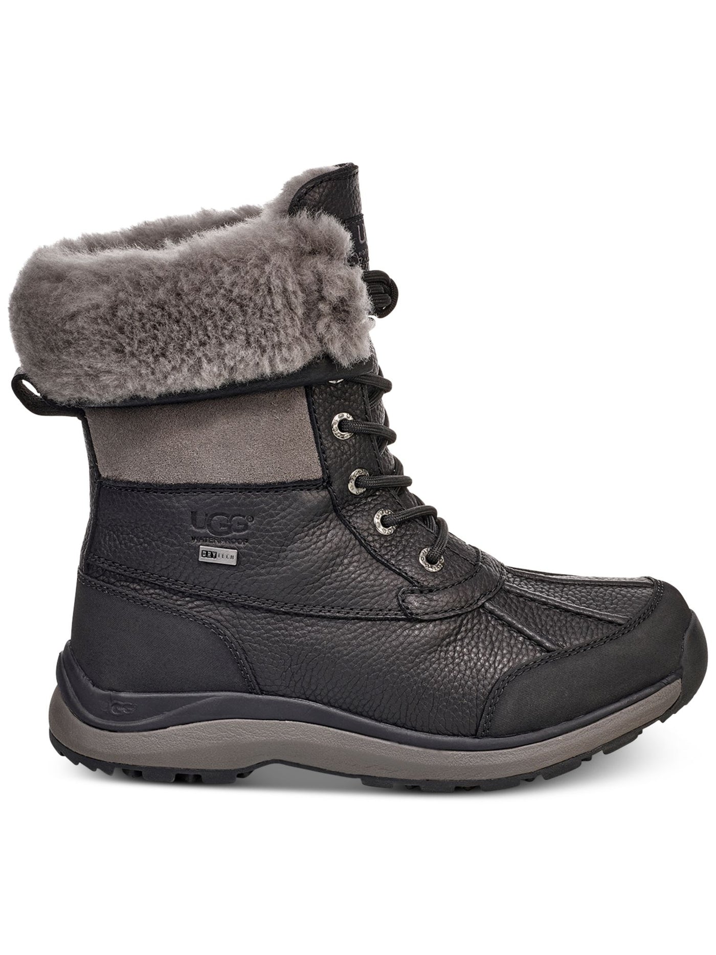 UGG Womens Black Padded Waterproof Adirondack Iii Round Toe Lace-Up Leather Winter Boots 6.5