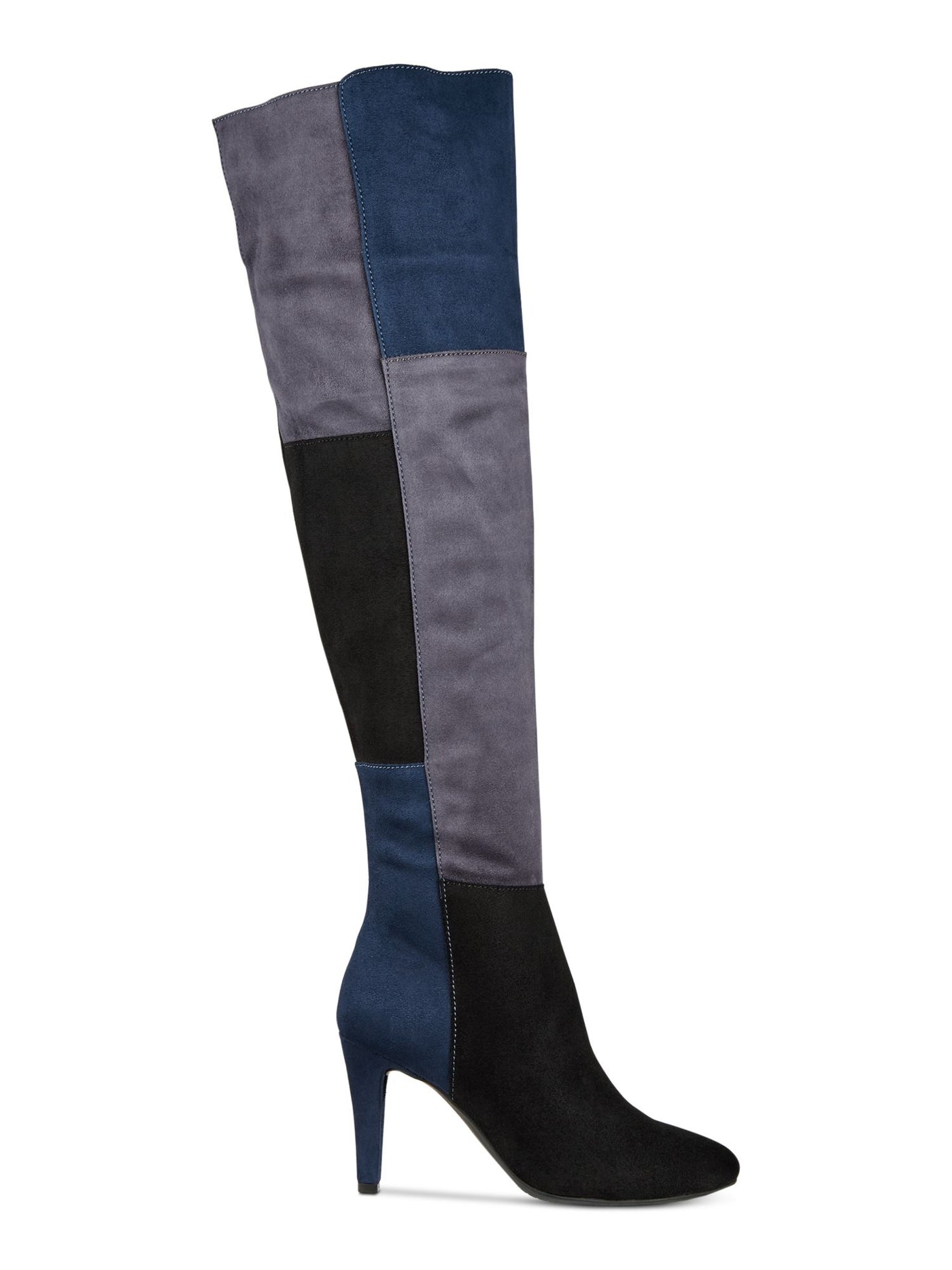RIALTO Womens Blue Colorblock Carpio Almond Toe Stiletto Zip-Up Dress Boots 5 M