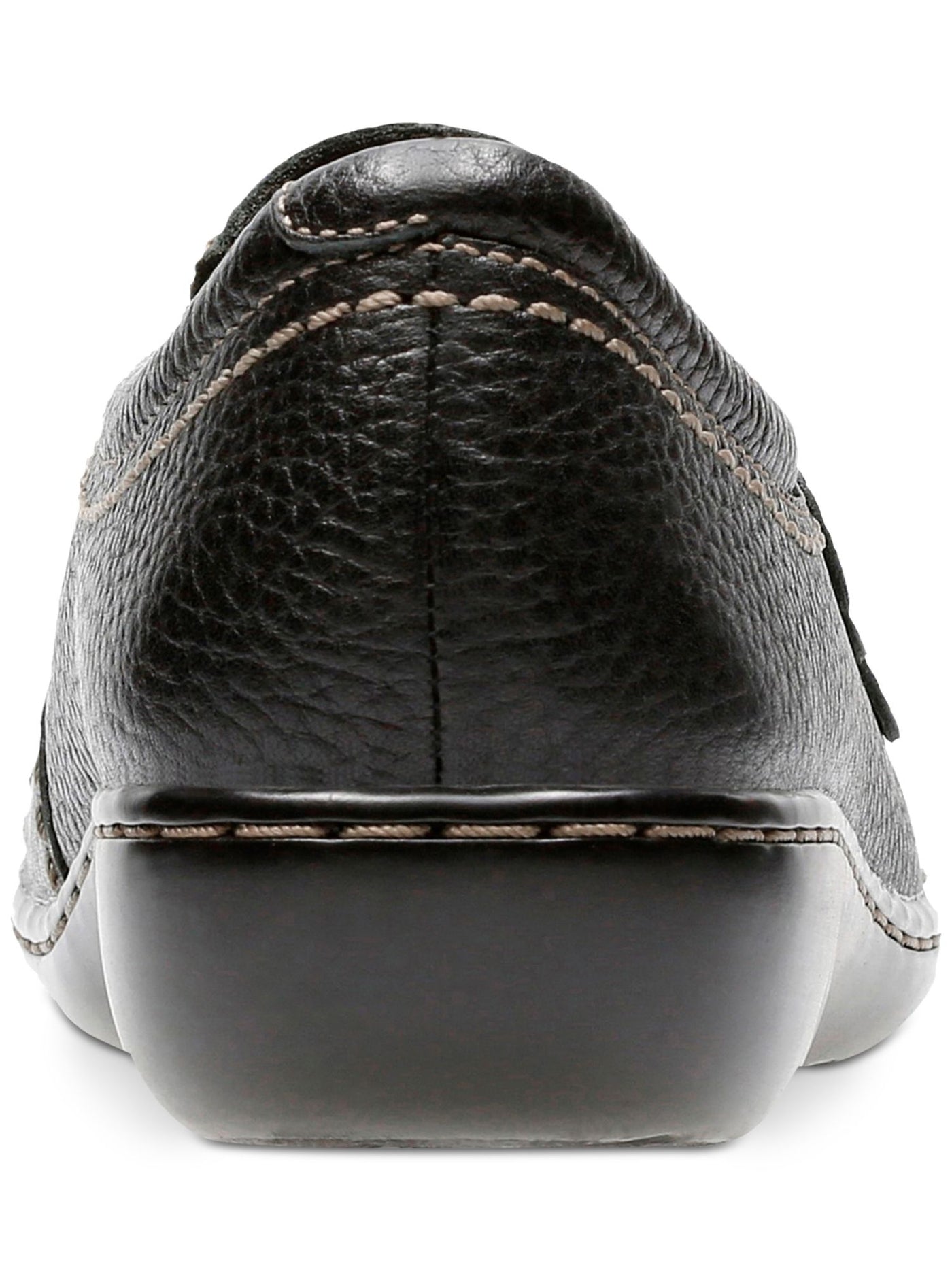 CLARKS COLLECTION Womens Black Button And Loop Accents Cushioned Asymmetrical Ashland Effie Round Toe Slip On Leather Flats Shoes 8.5 M
