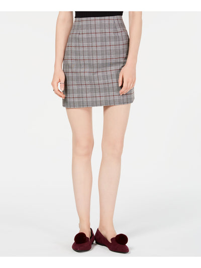 LOVE FIRE Womens Black Plaid Topson Mini Wear To Work Skirt L