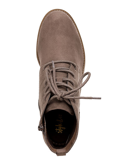 STYLE & COMPANY Womens Brown Pull-Tab Lace Cushioned Rizio Round Toe Block Heel Zip-Up Booties 11 M