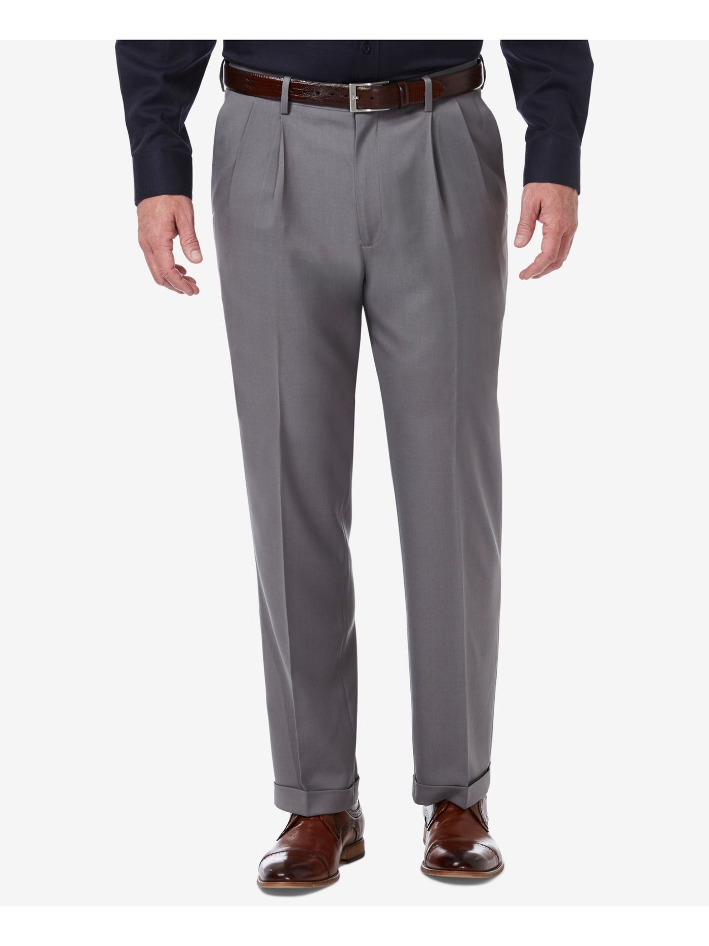 HAGGAR Mens Premium Comfort Gray Classic Fit Stretch Pants 36W\32L