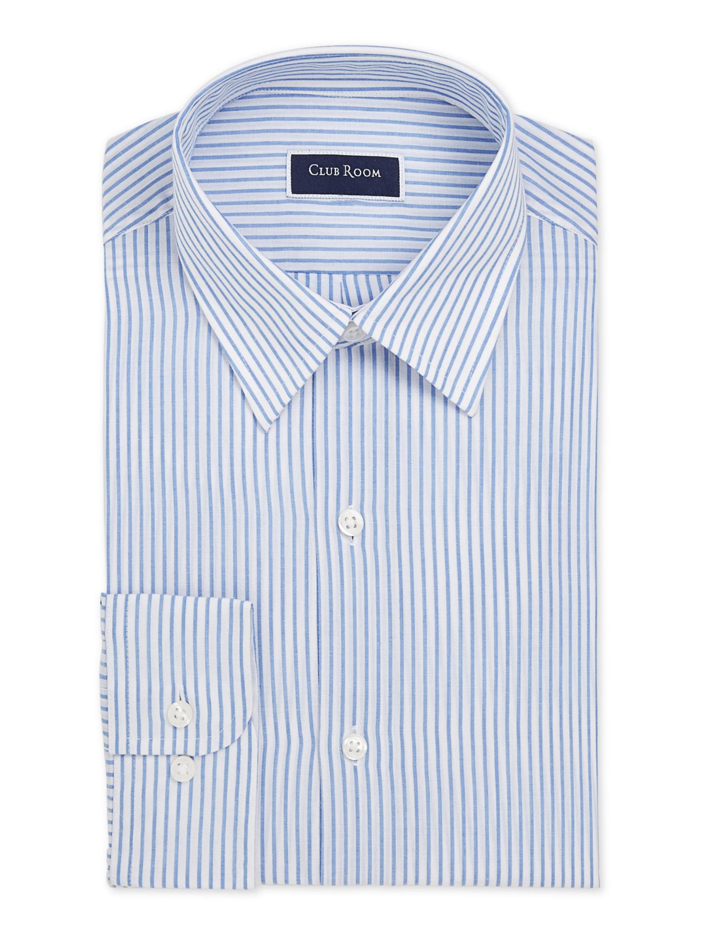 CLUBROOM Mens Blue Striped Collared Dress Shirt 17.5- 34/35
