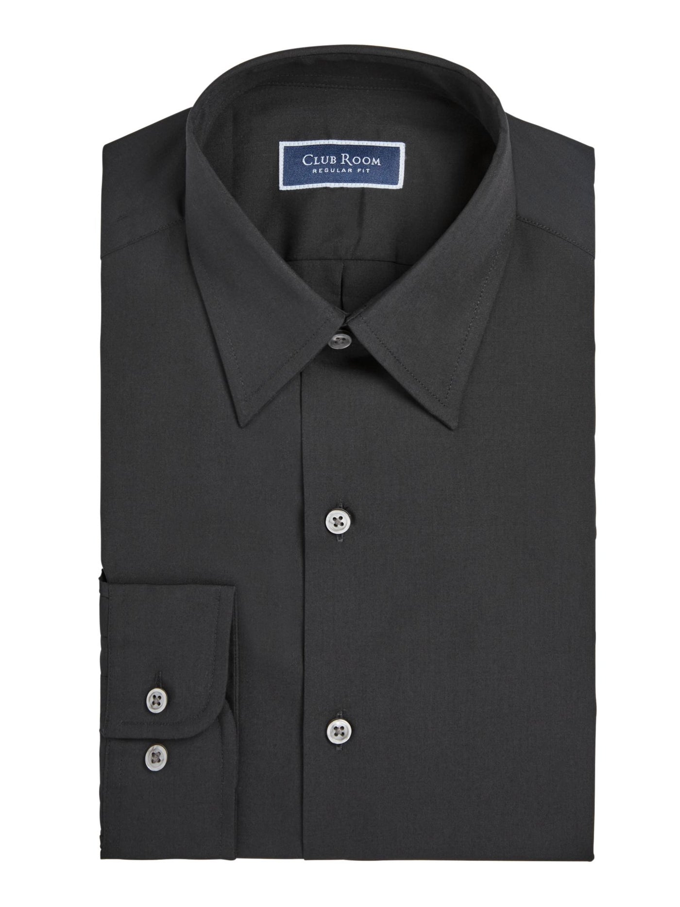 CLUBROOM Mens Black Easy Care, Point Collar Classic Fit Cotton Dress Shirt L 16.5- 32/33