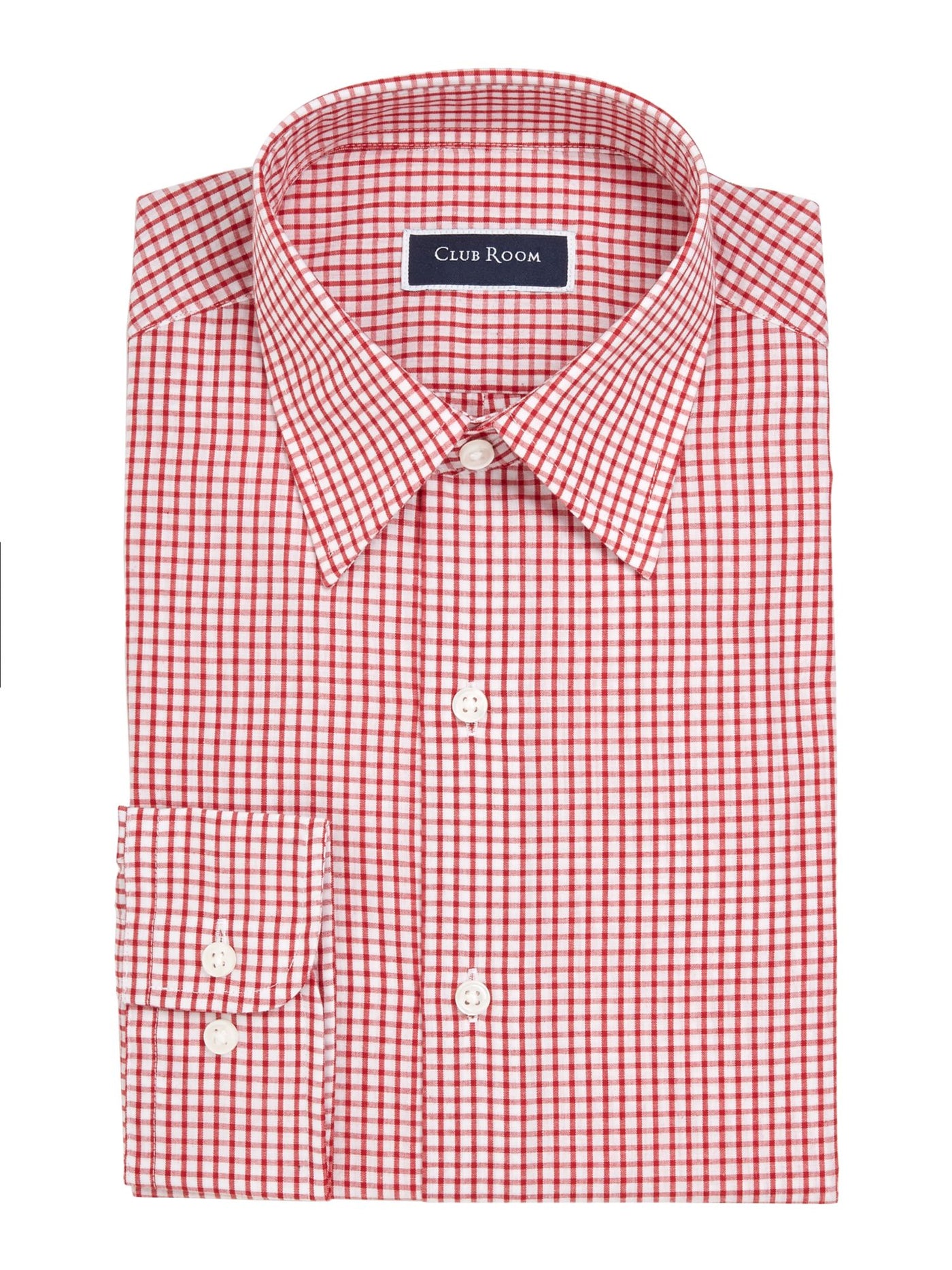 CLUBROOM Mens Red Check Point Collar Classic Fit Button Down Shirt 15.5-32/33