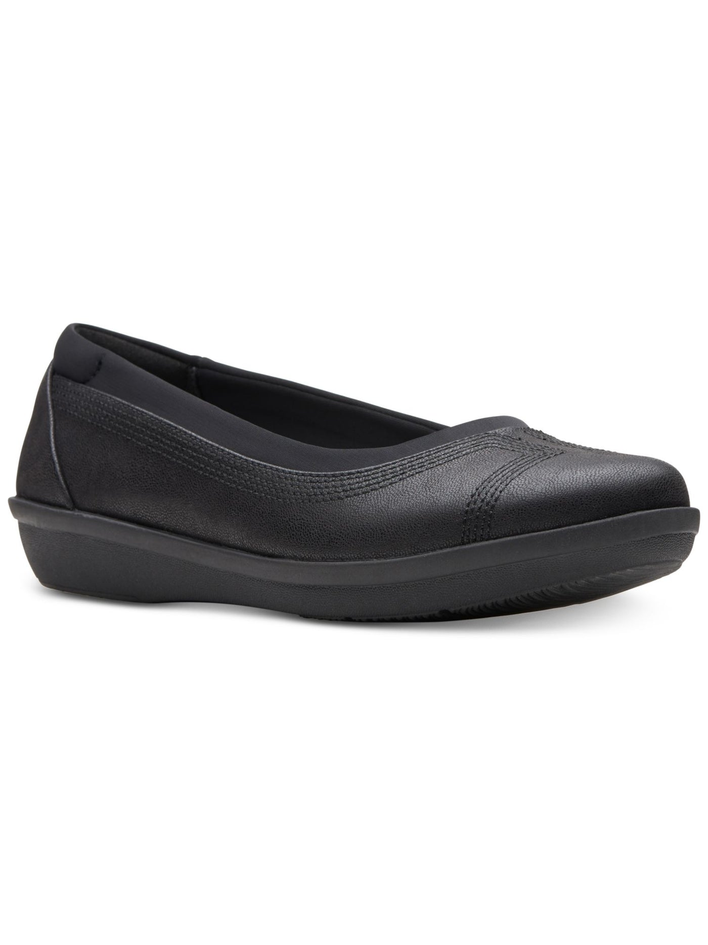 CLOUD STEPPERS BY CLARKS Womens Black Cushioned Removable Insole Ayla Round Toe Wedge Slip On Ballet Flats 9 M