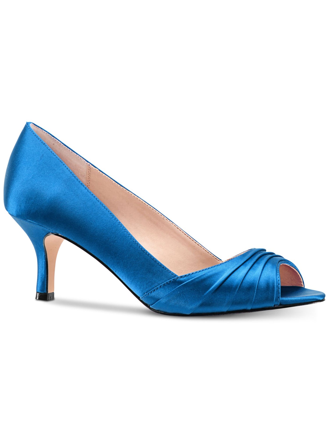 NINA Womens Blue Pleated Detail At Toe Cushioned Chezare Round Toe Kitten Heel Slip On Dress Pumps Shoes 6.5