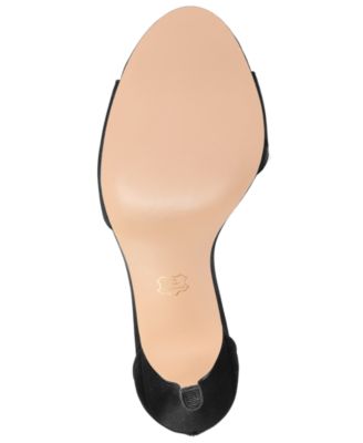 NINA Womens Black Cushioned Ankle Strap Embellished Volanda Almond Toe Stiletto Zip-Up Dress Sandals Shoes M