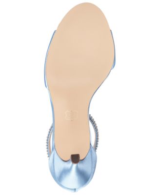 NINA Womens Aqua Crystal Like Beaded Detail Side Elastic Ankle Strap Cushioned Volanda Almond Toe Stiletto Zip-Up Dress Sandals Shoes M