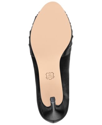 NINA Womens Black Criss-Cross Pleating Padded Rhiyana Round Toe Stiletto Slip On Pumps Shoes W