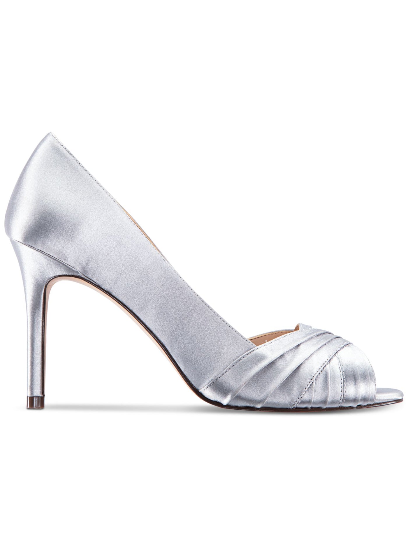 NINA Womens Silver Criss-Cross Pleating Padded Rhiyana Round Toe Stiletto Slip On Pumps Shoes 9 W