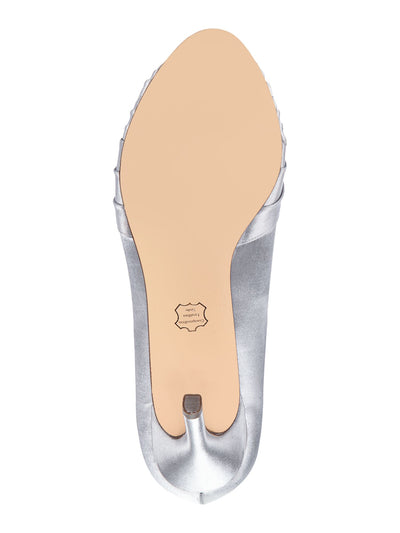 NINA Womens Silver Criss-Cross Pleating Padded Rhiyana Round Toe Stiletto Slip On Pumps Shoes W