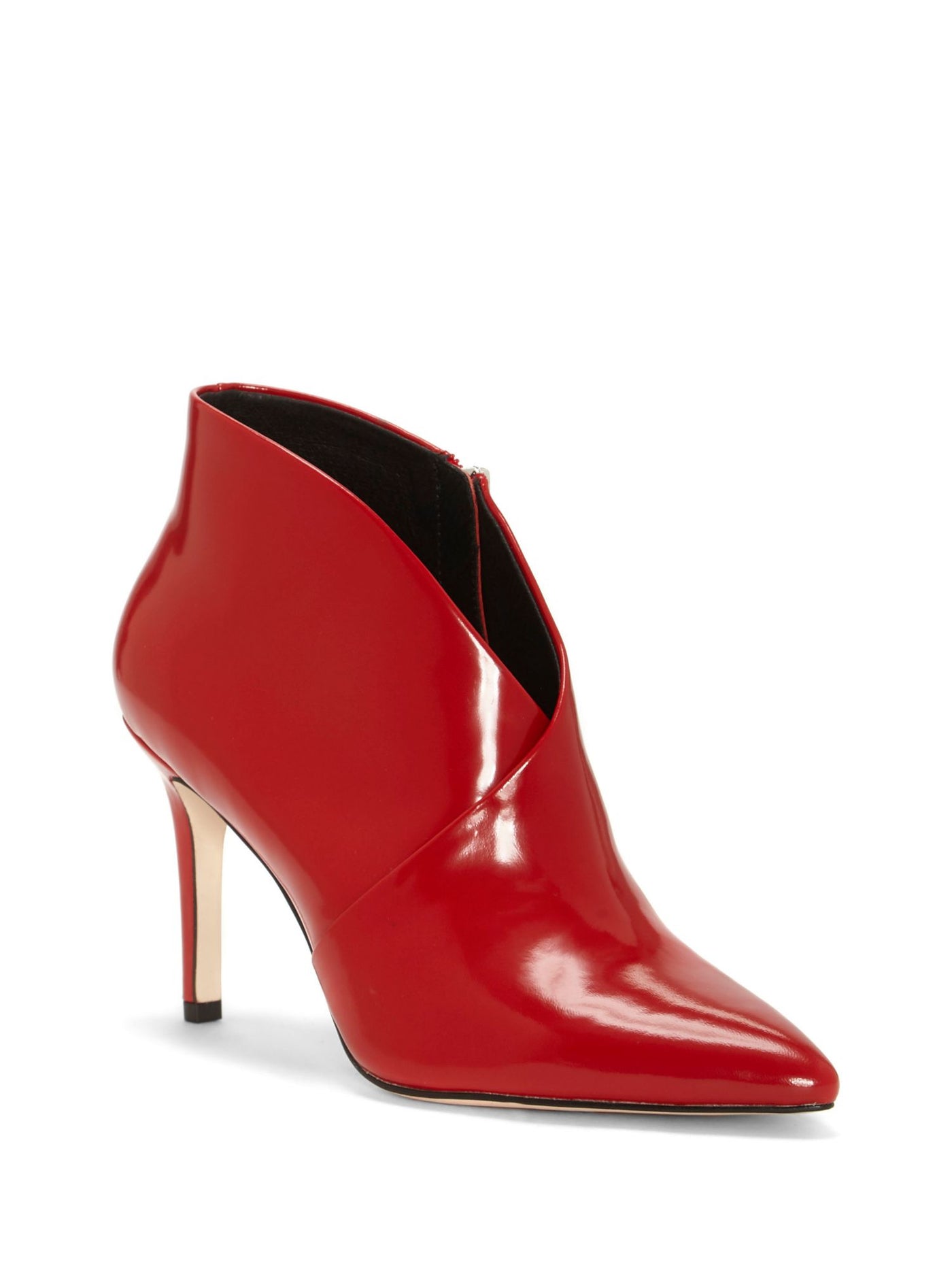 JESSICA SIMPSON Womens Red Plunging V Shaped Upper Cushioned Layra Pointy Toe Stiletto Zip-Up Leather Dress Booties 6 M