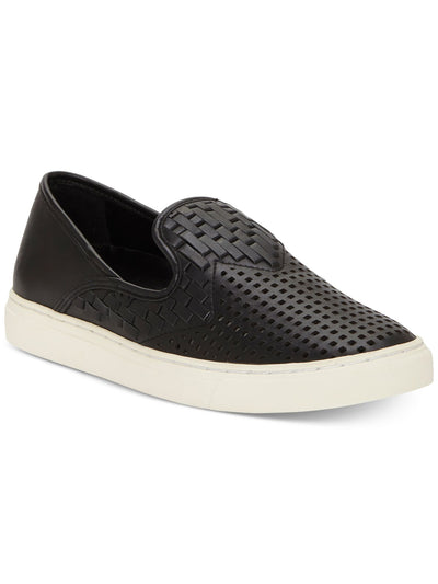 VINCE CAMUTO Womens Black Padded Perforated Woven Bristie Round Toe Slip On Leather Sneakers Shoes 6 M