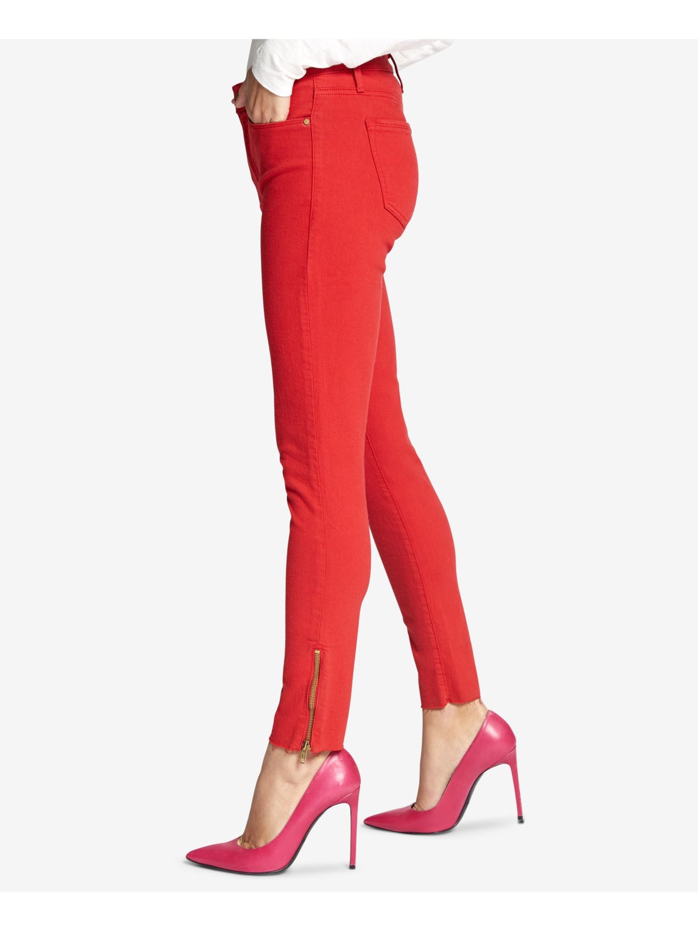 SANCTUARY DENIM Womens Red Skinny Jeans Juniors 25\0