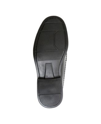 DEER STAGS Mens Black Tasseled Cushioned Herman Round Toe Slip On Loafers Shoes W