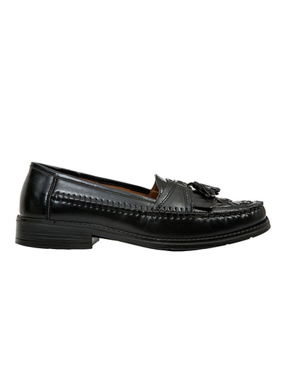 DEER STAGS Mens Black Tasseled Cushioned Herman Round Toe Slip On Loafers Shoes 8.5 W
