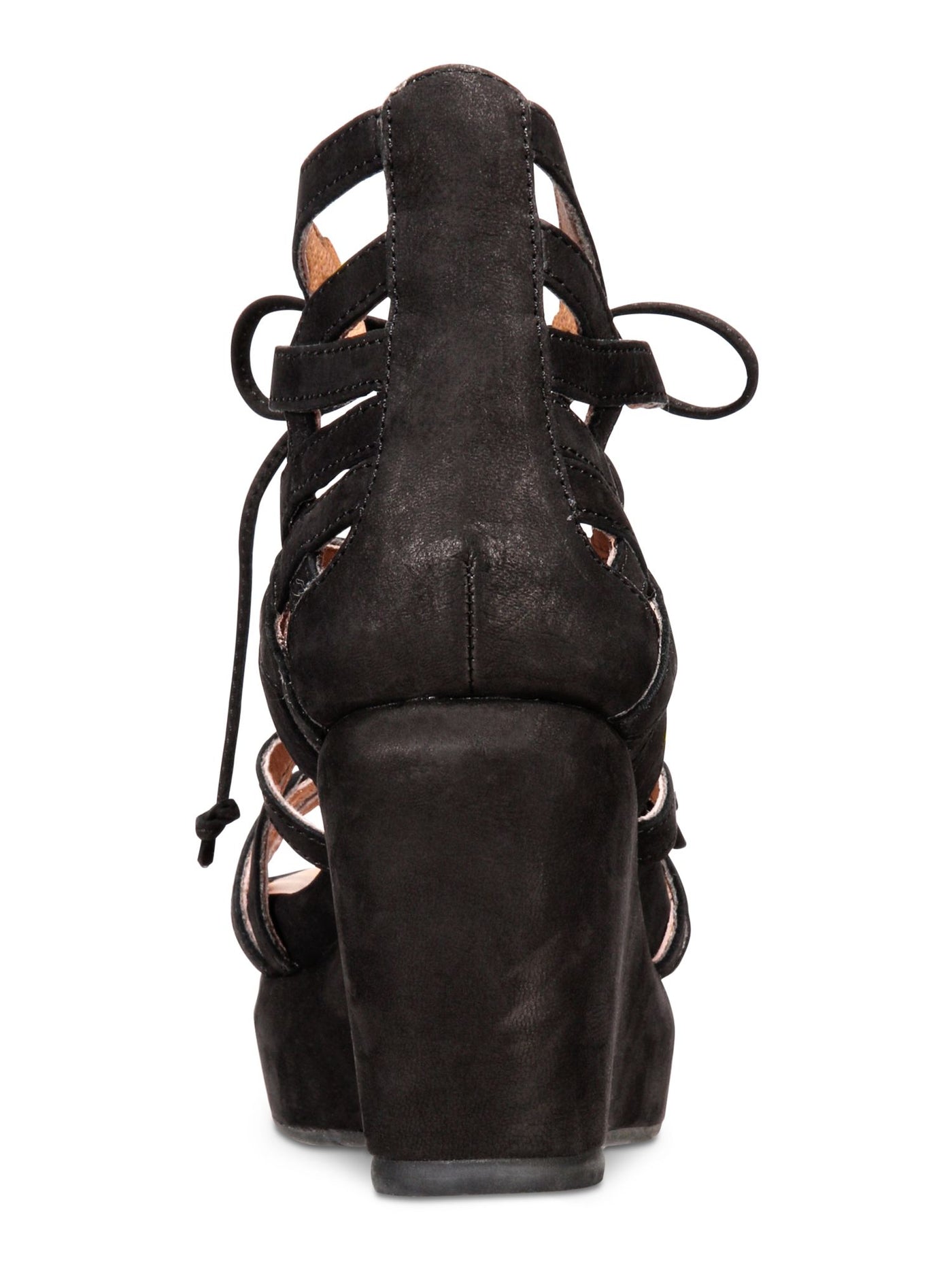 GENTLE SOULS KENNETH COLE Womens Black Crisscross Straps 1" Platform Strappy Joy Round Toe Wedge Lace-Up Leather Gladiator Sandals Shoes 10 M