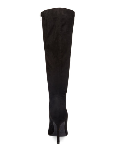 THALIA SODI Womens Black Stretch Gore V-Notch Cushioned Comfort Rajel Pointed Toe Stiletto Zip-Up Boots Shoes 9.5 M