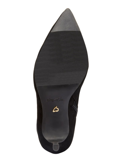 THALIA SODI Womens Black Stretch Gore V-Notch Cushioned Comfort Rajel Pointed Toe Stiletto Zip-Up Boots Shoes M