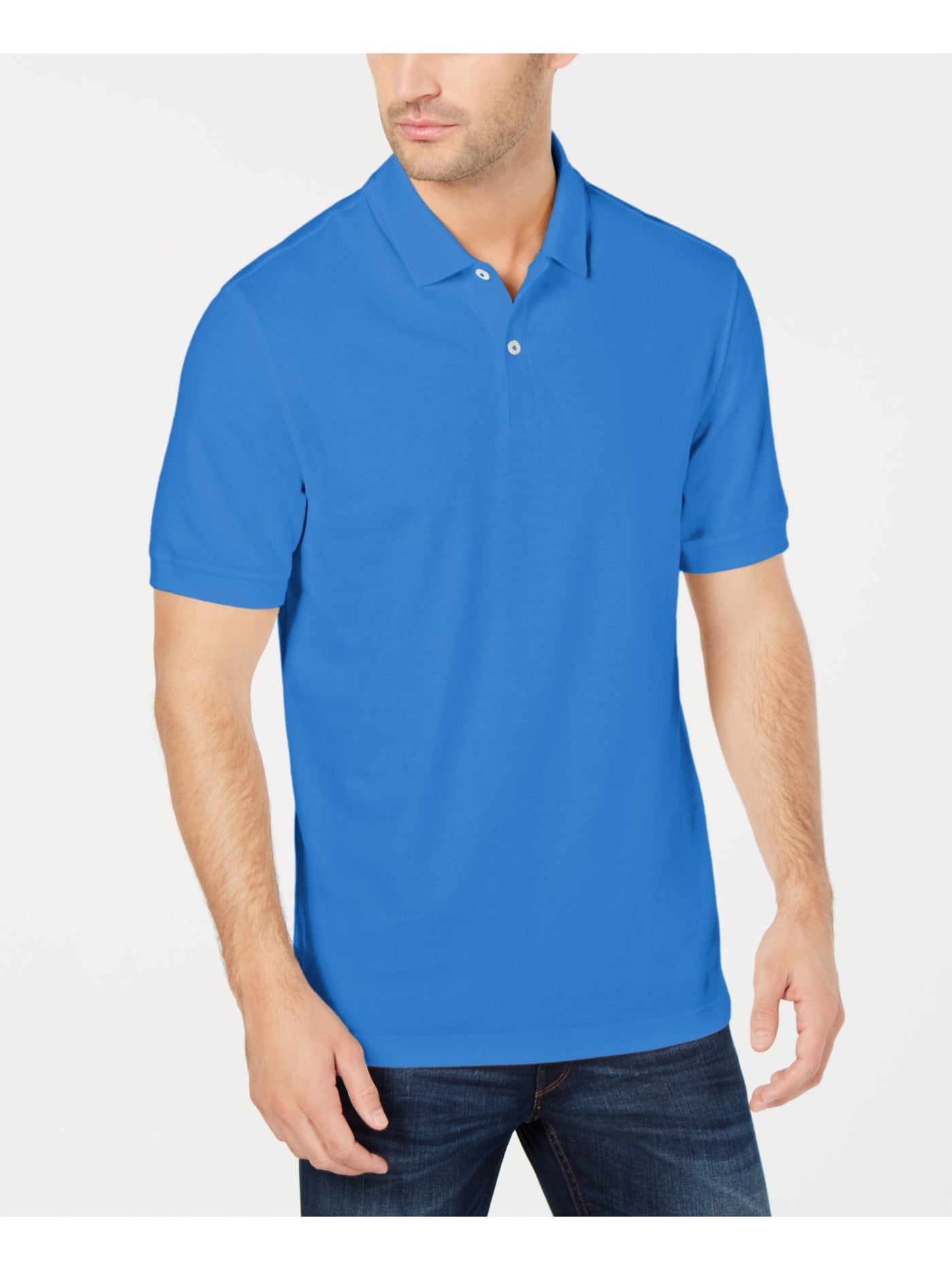 CLUBROOM PERFORMANCE Mens Blue Classic Fit Button Down Cotton Polo S