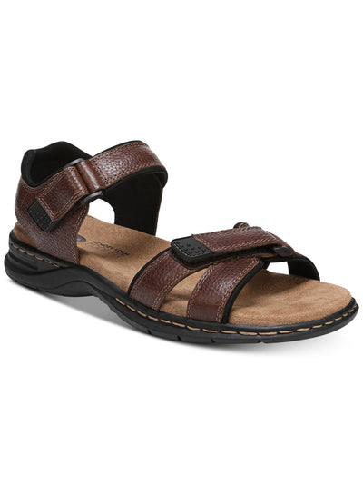 DR SCHOLLS Mens Brown Contrast Trim Adjustable Cushioned Gus Open Toe Leather Sandals Shoes 12 M
