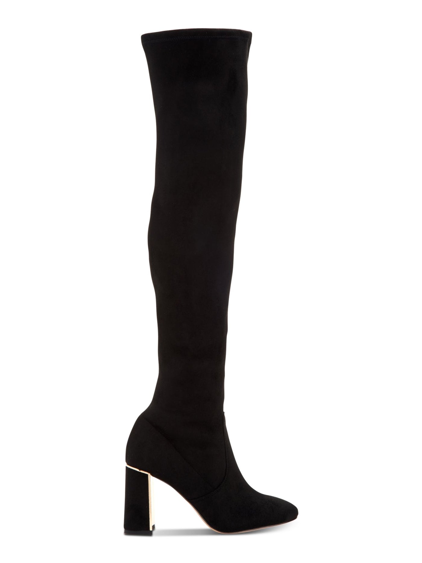 BCBGENERATION Womens Black Gold Metallic Flash Aliana Almond Toe Block Heel Zip-Up Boots Shoes 5.5 B