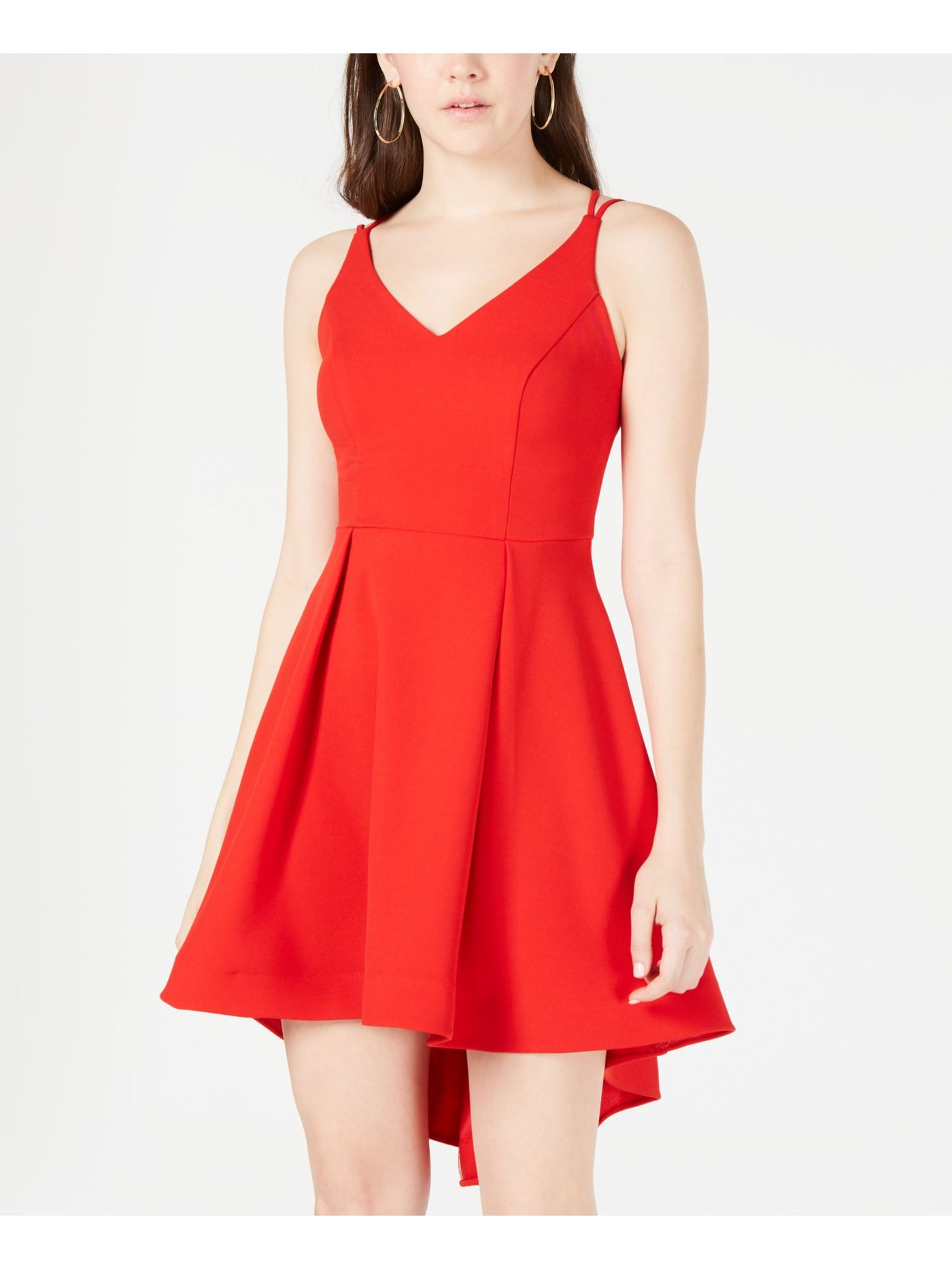 B DARLIN Womens Red Spaghetti Strap Short Fit + Flare Dress 13\14