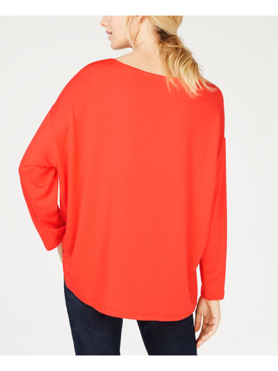 EILEEN FISHER Womens Red Long Sleeve Jewel Neck Top S
