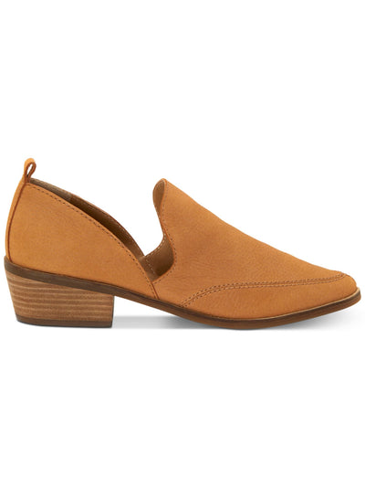 LUCKY BRAND Womens Brown Side Cutouts Padded Lug Sole Mahzan Almond Toe Block Heel Slip On Leather Flats Shoes 8.5 M