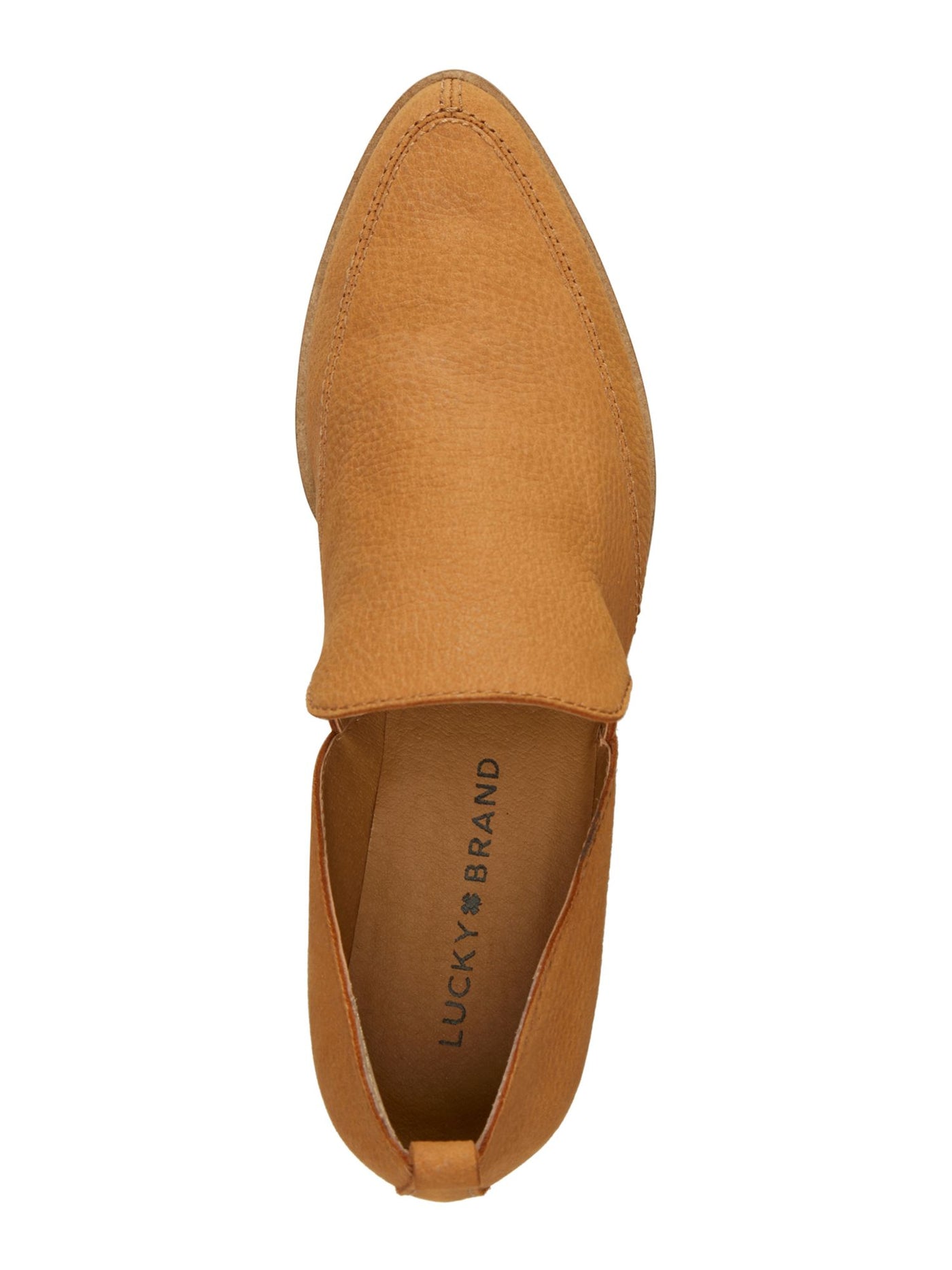 LUCKY BRAND Womens Brown Side Cutouts Padded Lug Sole Mahzan Almond Toe Block Heel Slip On Leather Flats Shoes 8.5 M