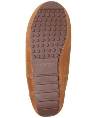 FIRESIDE BY DEARFOAMS Mens Brown Moc Toe Temperature Regulating Cushioned Moisture Wicking Melbourne Round Toe Slip On Leather Slippers Shoes M