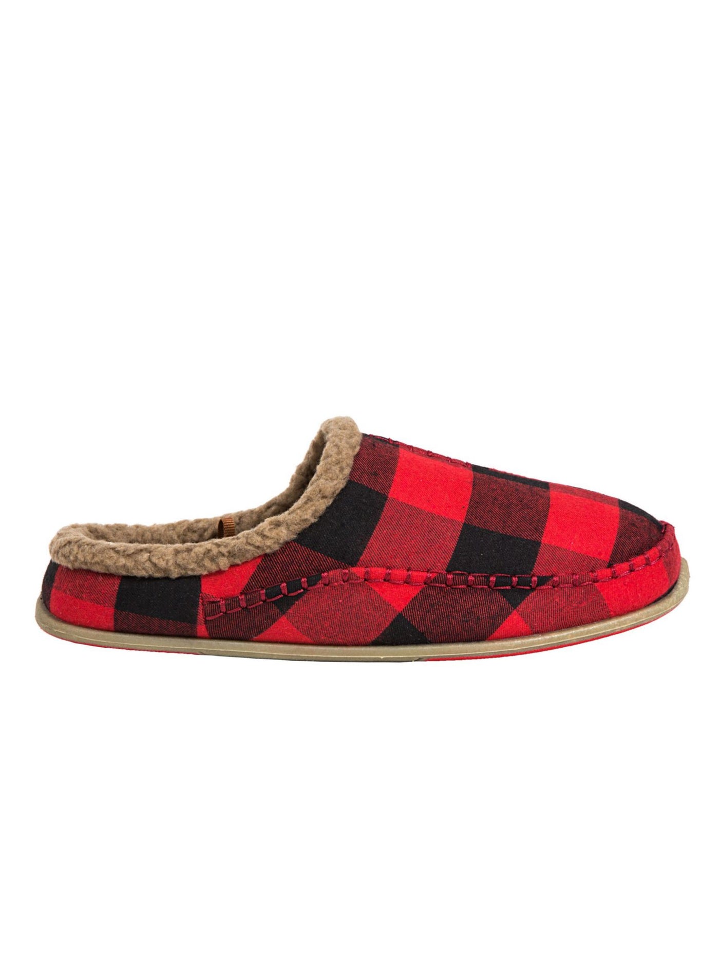 DEER STAGS SLIPPEROOZ Mens Red Plaid Comfort Nordic Round Toe Platform Slip On Slippers Shoes 7 M