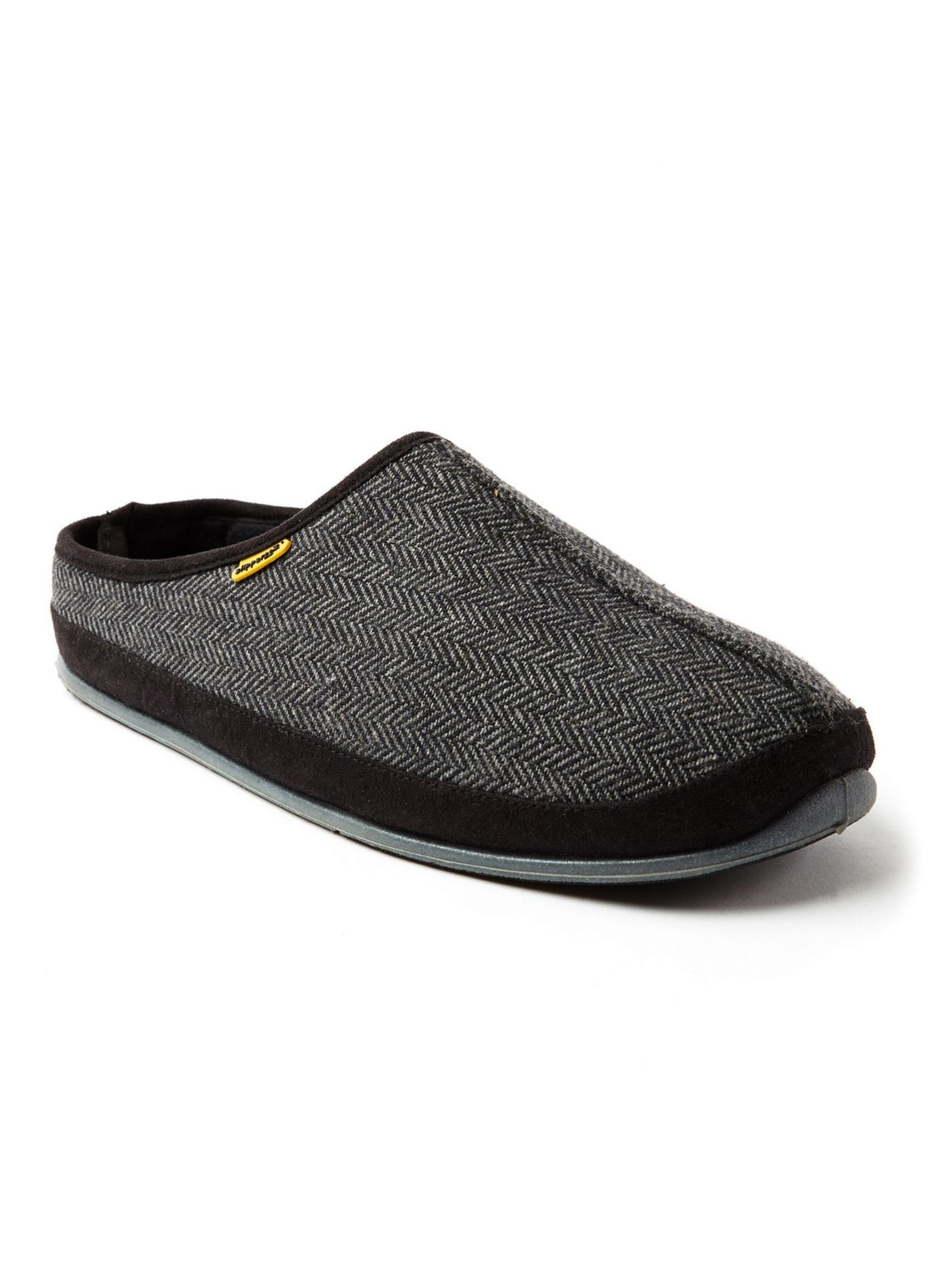 DEER STAGS SLIPPEROOZ Mens Gray Herringbone Padded Comfort Wherever Round Toe Platform Slip On Slippers Shoes 14 M