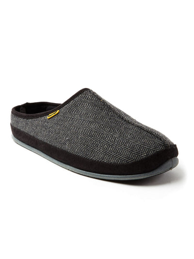 DEER STAGS SLIPPEROOZ Mens Black Herringbone Padded Comfort Wherever Round Toe Platform Slip On Slippers Shoes 11 M