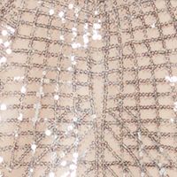 LAUNDRY Womens Beige Sequined Sleeveless V Neck Knee Length Cocktail Shift Dress