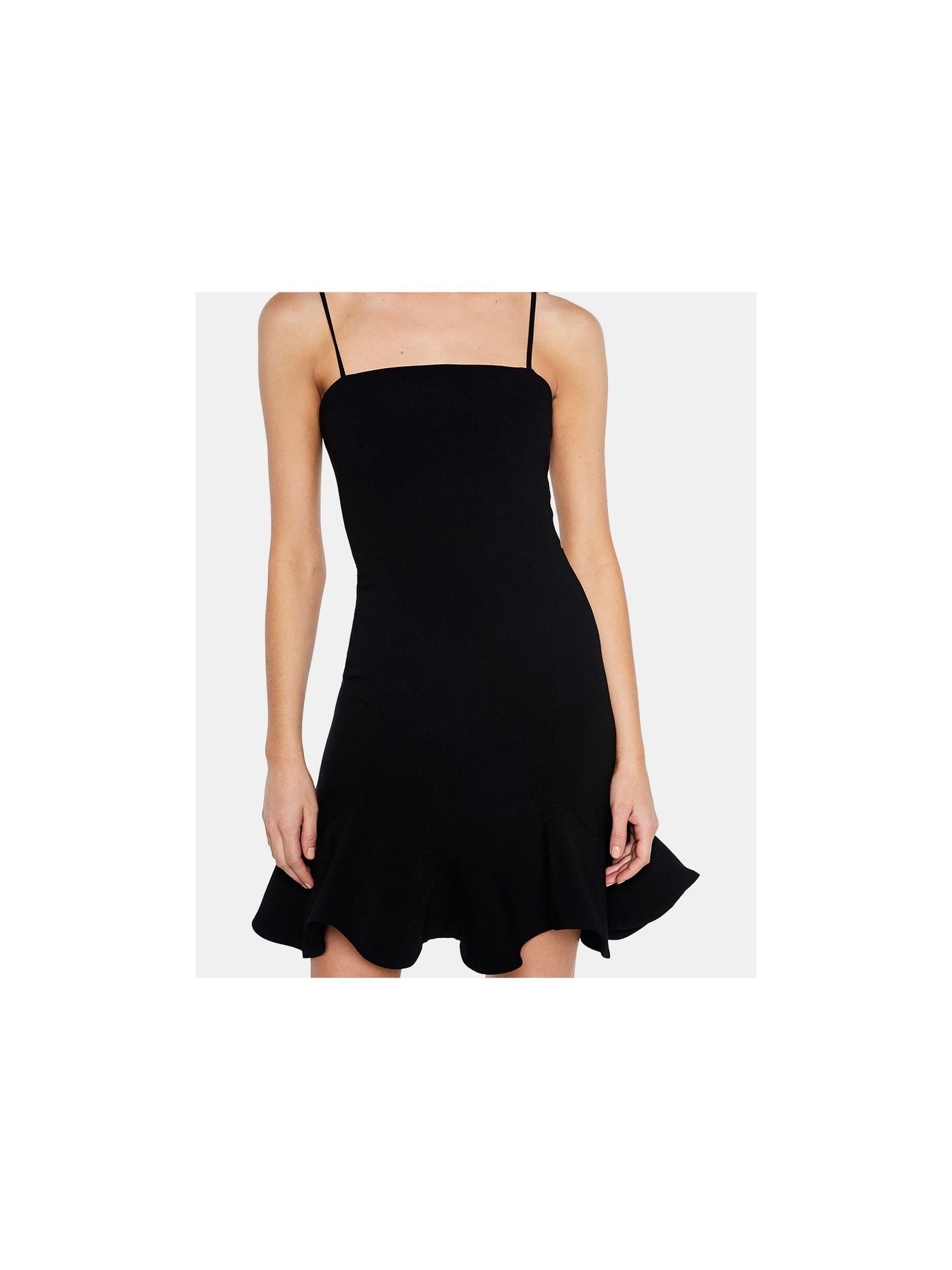 BARDOT Womens Black Spaghetti Strap Square Neck Above The Knee Party Fit + Flare Dress 10\L